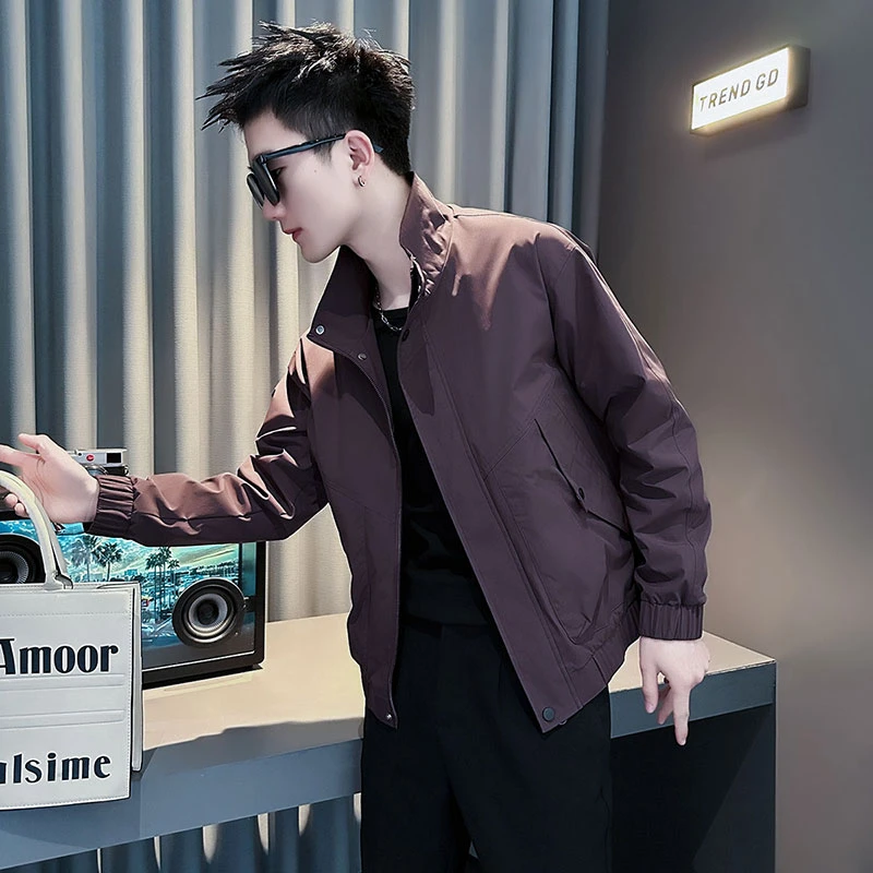 男士外套春秋季潮牌男装高级感夹克2025新款休闲痞帅立领短款上衣