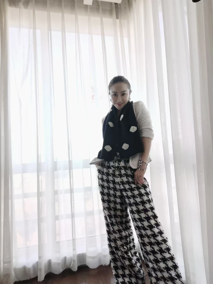 7363【VTGSIS 推荐】黑白色千鸟格阔腿裤保暖新年