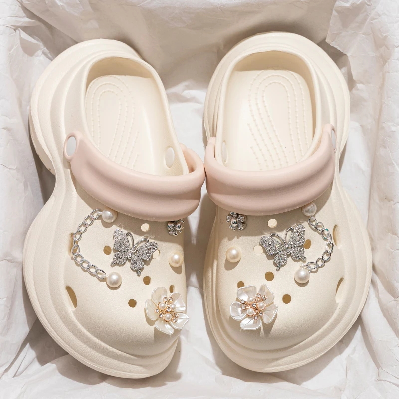 高级感洞洞鞋女夏季时尚厚底增高不累脚防滑包头透气凉拖女士外穿