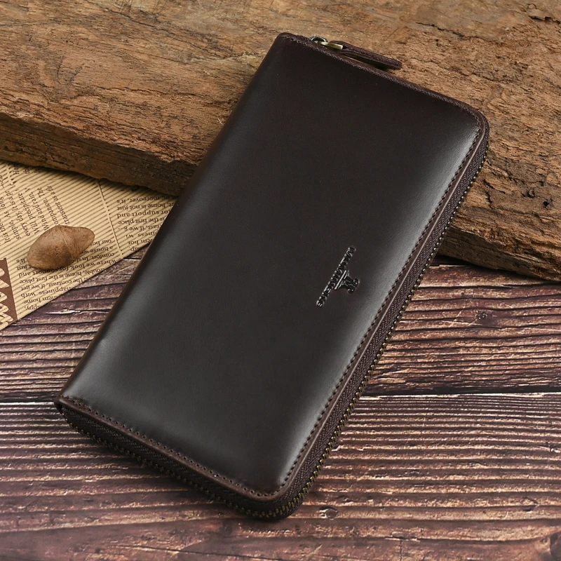 头层牛皮男士钱包大容量手拿包多功能真皮疯马牛皮手包皮钱包