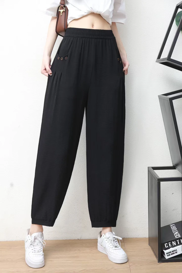 6503冰 丝棉麻哈伦裤