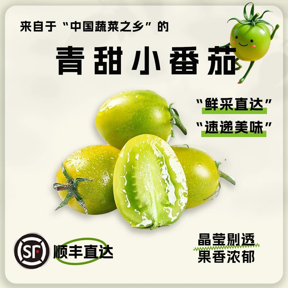 山东寿光青甜圣女果绿色小番茄现摘先发生吃顺丰包邮（净重3斤）青甜山东省山东省潍坊市