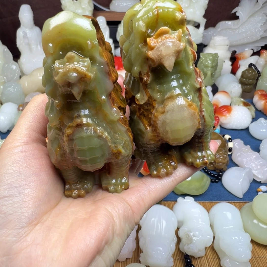 石材诚**德手工雕刻一对望天吼