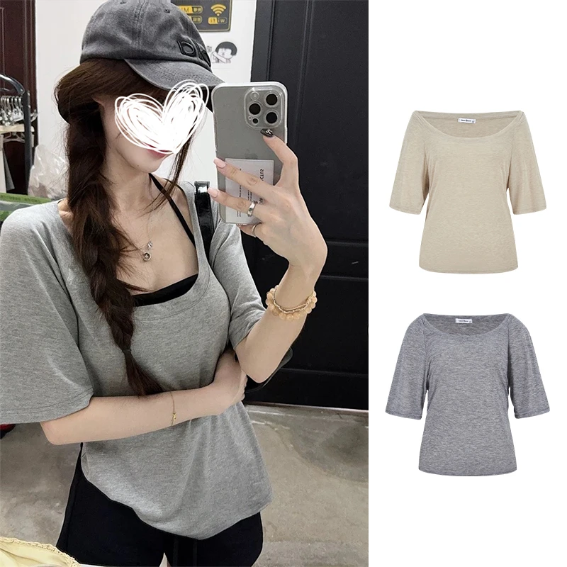 Moses Queen/魔西女王挂脖抹胸打底短袖T恤罩衫运动短裤套装女夏