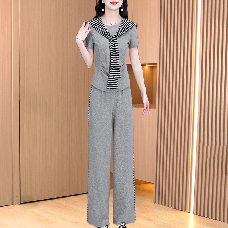 【三件套】25445梦晚夏季优雅气质时尚大气休闲收腰显瘦套裤-JHY