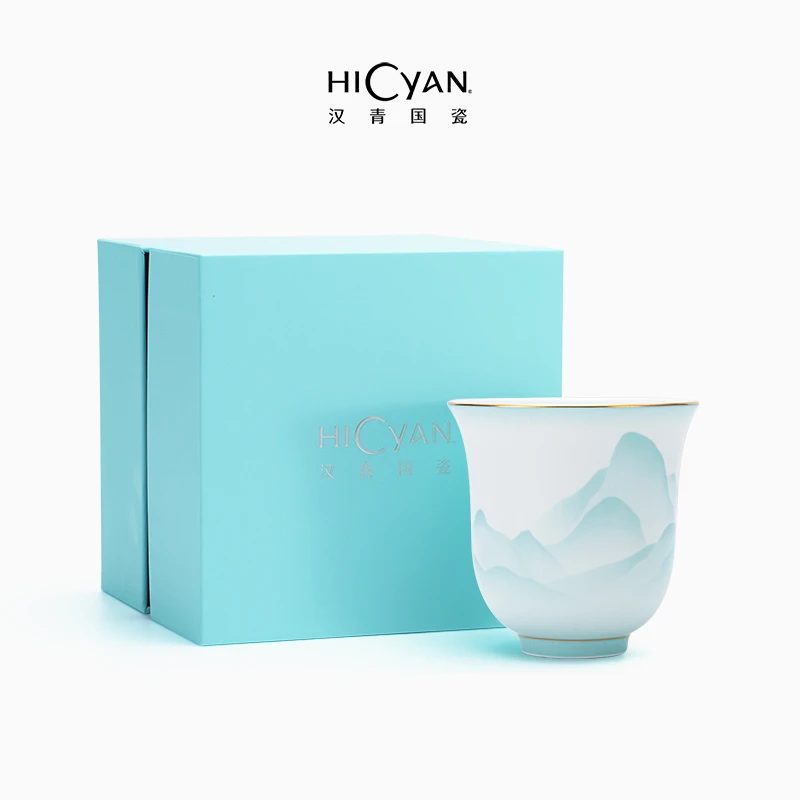 汉青国瓷「山水同光」1头手握杯 釉中彩 主人杯