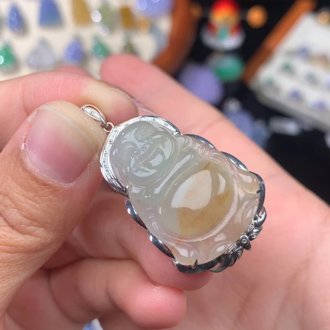 翡翠吊坠(不含链)18K金镶嵌