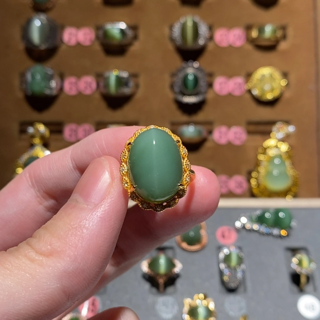 和田玉银S925镶嵌戒指