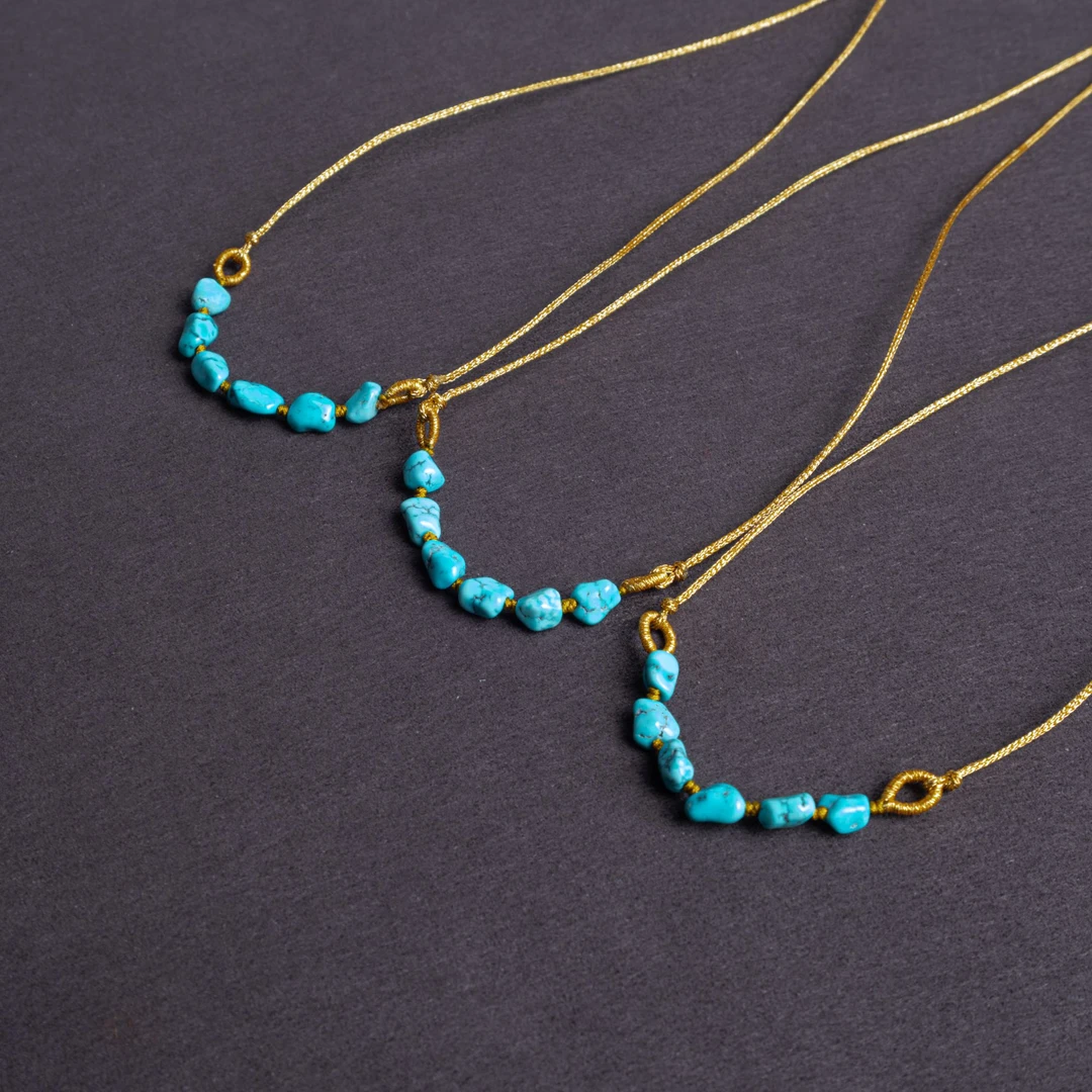 原矿绿松石精品手工DIY随型项链节日好物多样性发一条