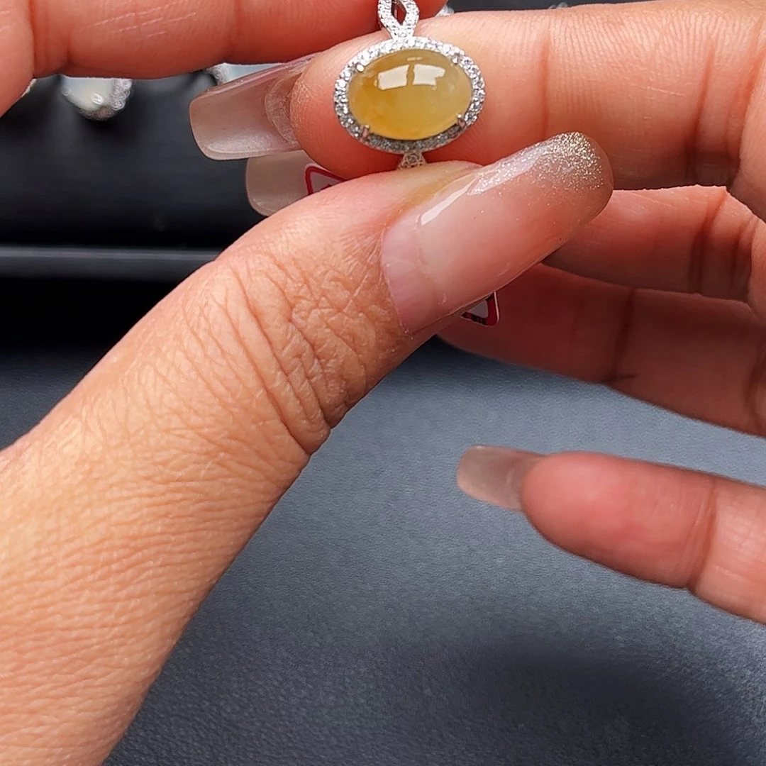 翡翠戒指银S925镶嵌天然缅甸a货翡翠戒指