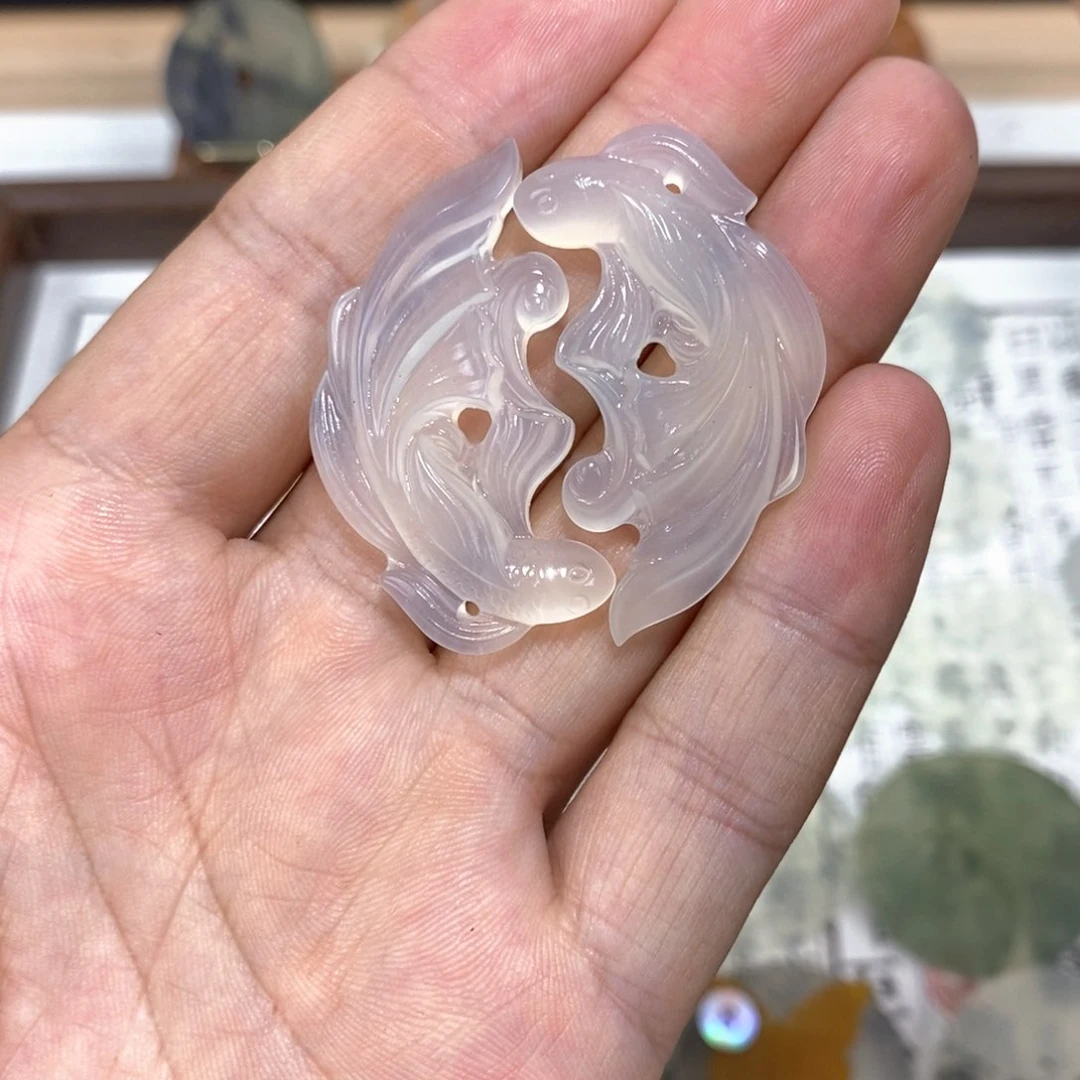 么***3岫玉未镶嵌颈饰岫玉双鱼吊坠