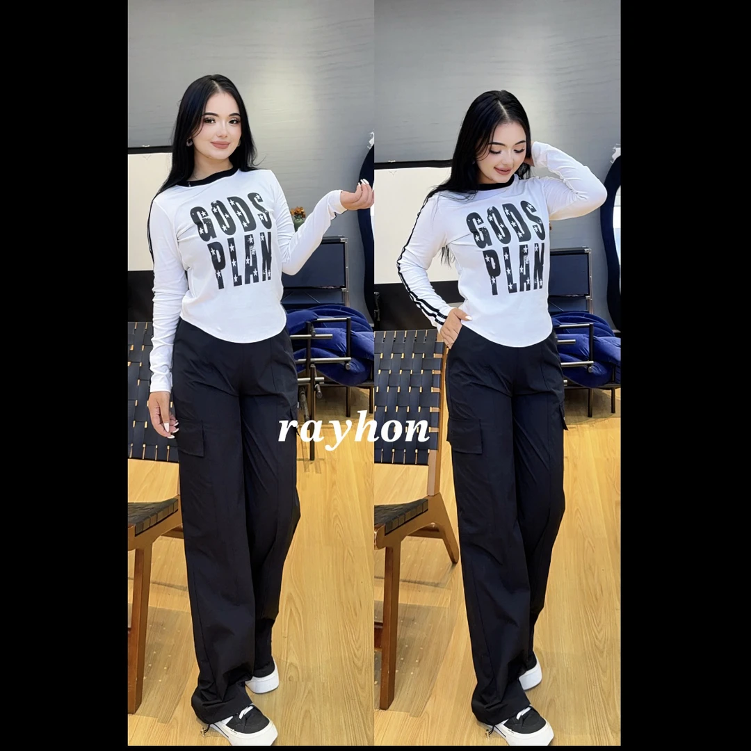 Rayhon有弹力INS风T恤字母镂空圆领新潮风抗起球印花短袖