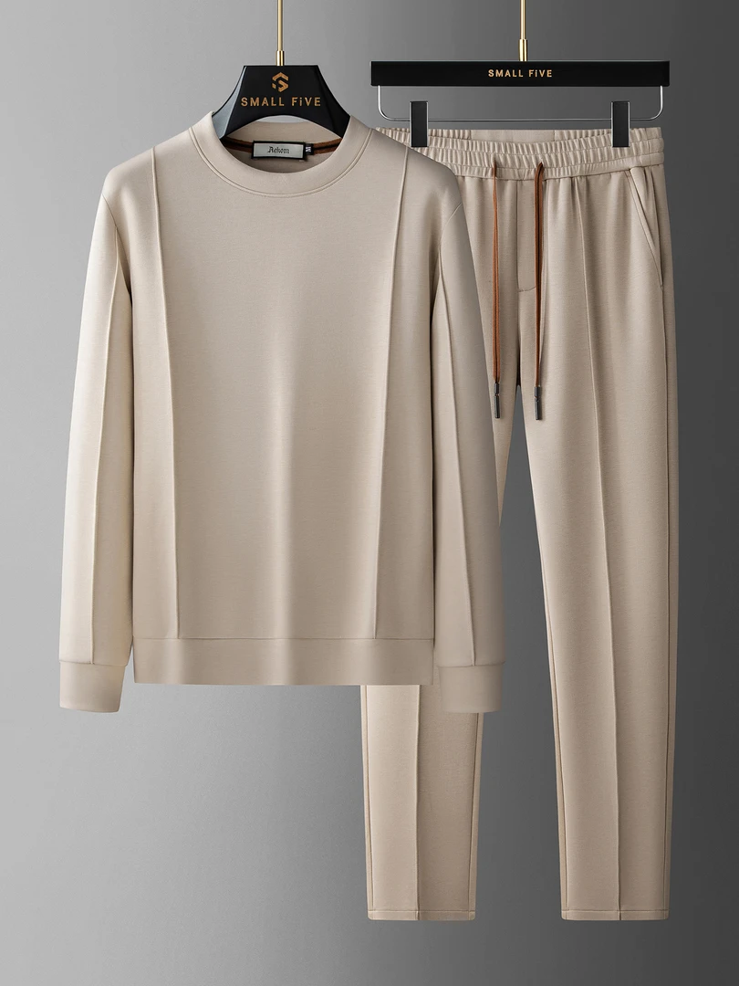 新款秋季男士百搭轻盈莫代尔棉潮流卫衣两件套男休闲圆领运动套装