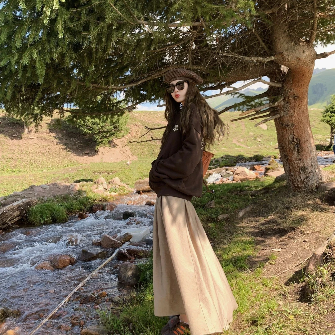 2347裙子-卫衣2352设计款涂鸦卫衣冬装新款高克重高密高腰显瘦裙