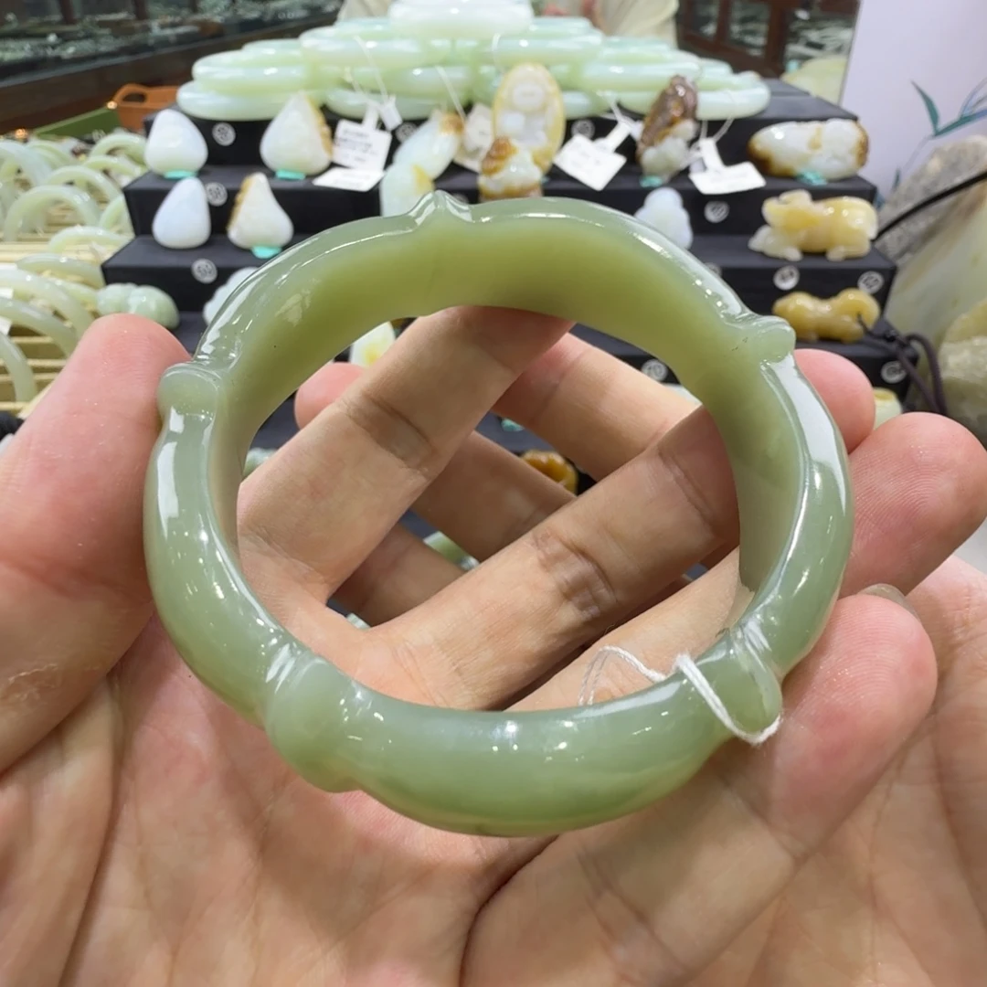 和田玉未镶嵌手镯新疆和田玉手镯圈口58