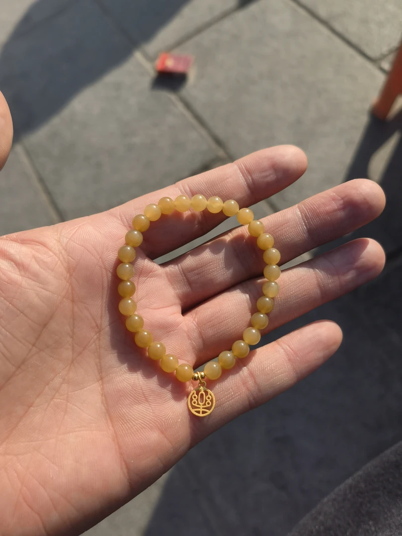 和田玉s925黄金糖手串V丨