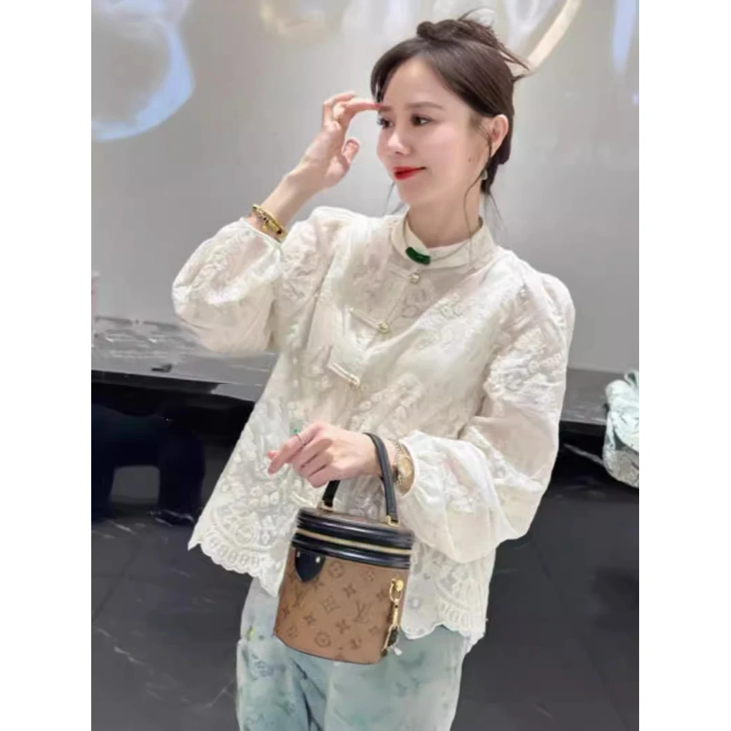 国风衬衫女气质衬衣春装新款白色小衫流行爆款外套上衣妈妈装