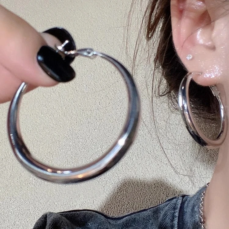 铜合金耳饰 大圈圈耳饰【闺蜜同款】耳畔圆舞曲！金属冷淡风圆圈耳环