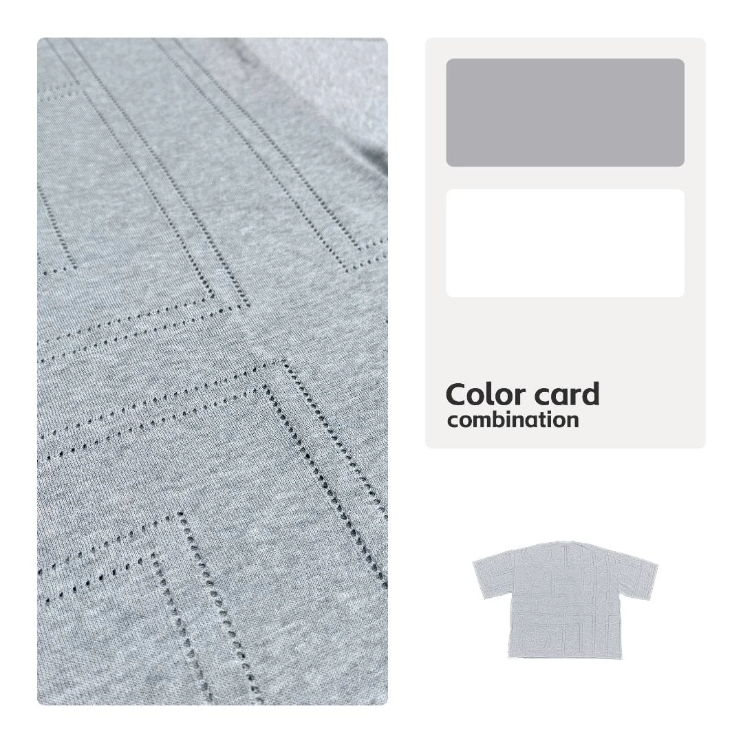 【米儿精选】HITOMI2025新款镂空针织短袖双色宽松圆领HS22023