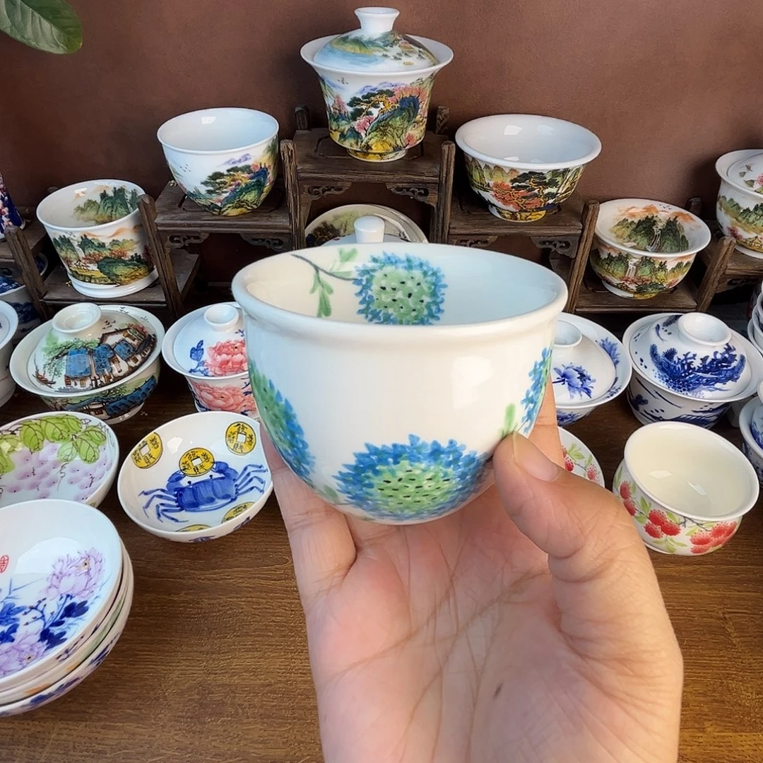 忠意堂釉下彩绿绣球微瑕不退