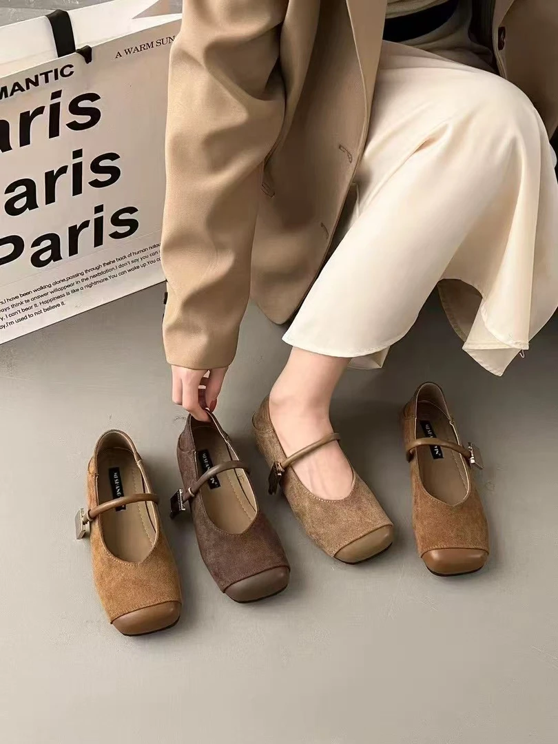 ｛小凤专属｝时尚百搭舒适潮鞋软底软面韩版复古方头奶奶鞋
