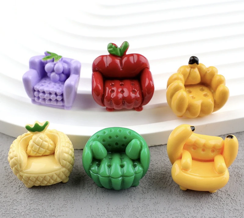 【对对碰➕九宫格➕直播拆可爱仿真树脂立体水果沙发DIY桌面摆件