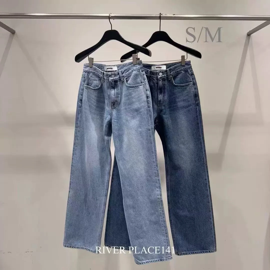 东大门正品River春季新款中高腰直筒牛仔裤（不支持退换货）