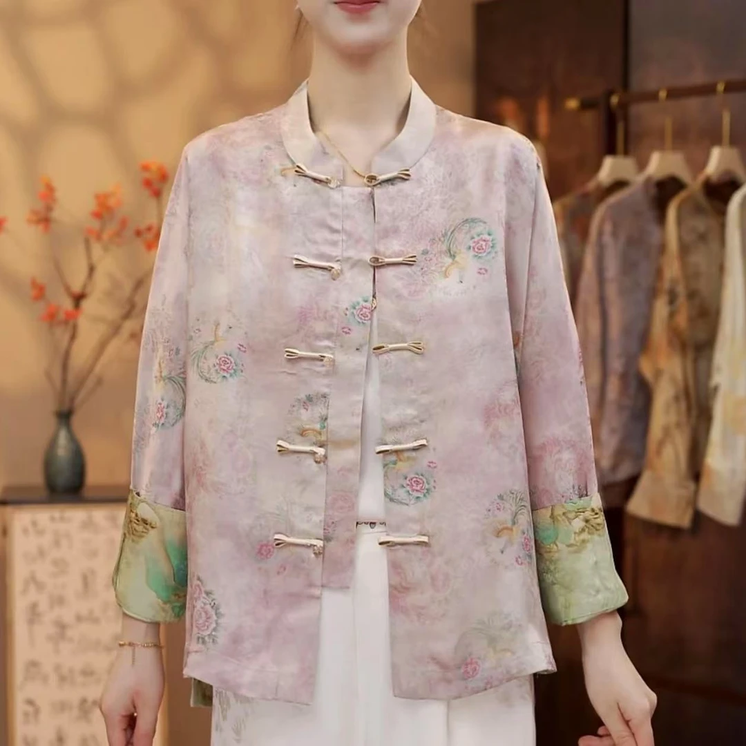 【书兰】双面双穿2025春夏新款宋锦提花外套宽松上衣新中式国风开衫