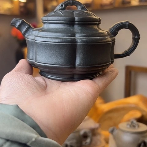 茶宠紫砂碧玉砂竹节紫砂壶茶具