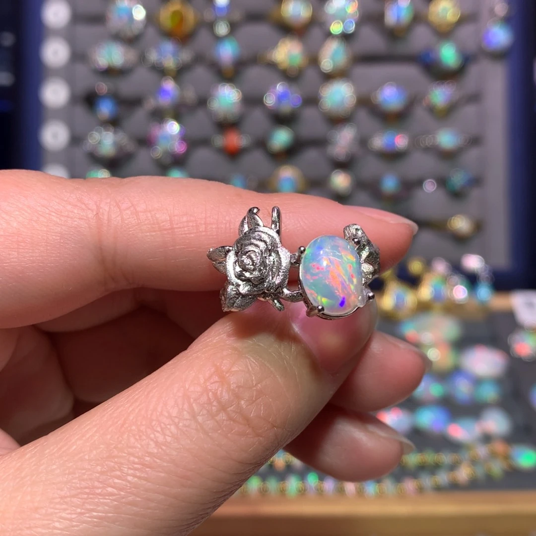 银S925镶嵌欧泊戒指款式