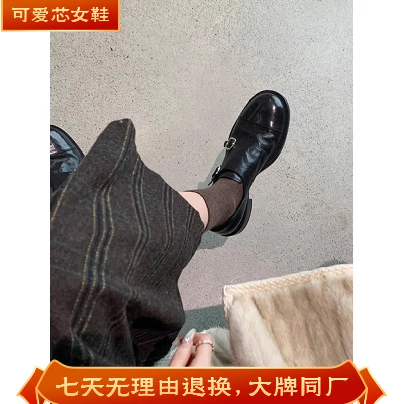 香港马皮小皮鞋女英伦风2025春季新款百搭平底乐福鞋真皮牛津单鞋