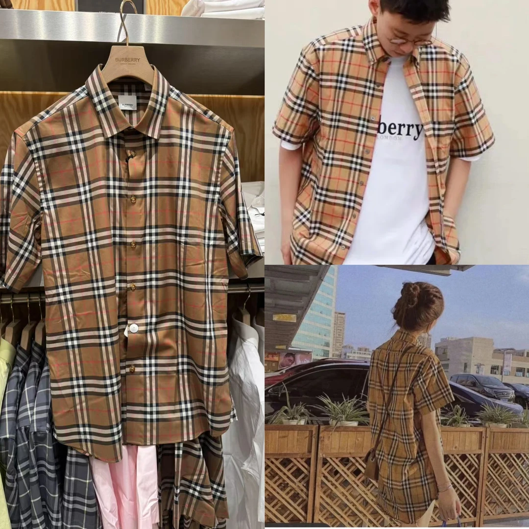 未使用 BURBERRY/博柏利 经典色小格纹短袖衬衣