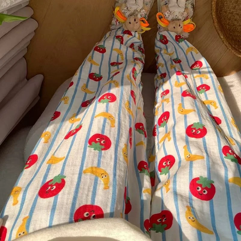 【遛弯裤】新款夏季多巴胺云朵棉睡裤沙滩九分裤宽松休闲阔腿裤亲肤