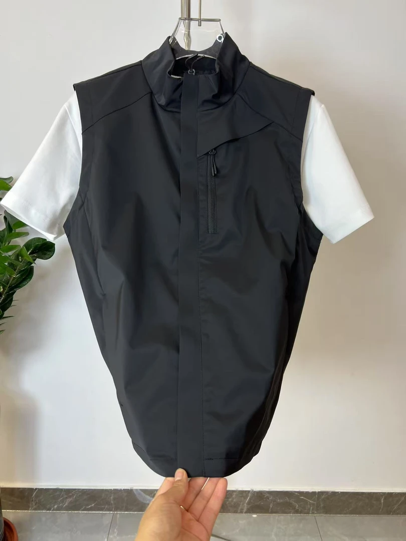 新款春秋纯色免烫修身型原色高端立领透气马甲拉链雅痞帅气男款