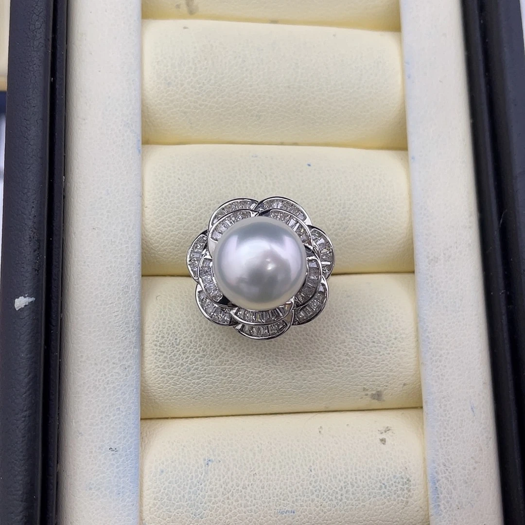 定制海水珍珠银S925镶嵌戒指/指环