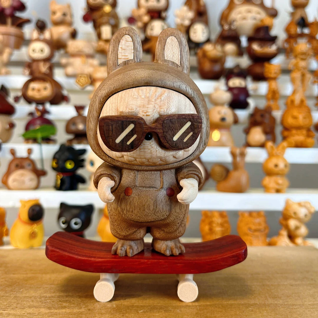 木雕滑板车布实木新房客厅装饰品摆件书房装饰摆件电视柜装饰品