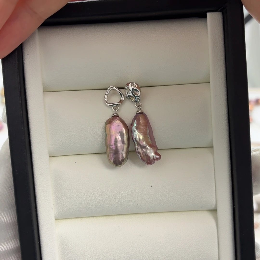 银S925镶嵌耳饰淡水珍珠