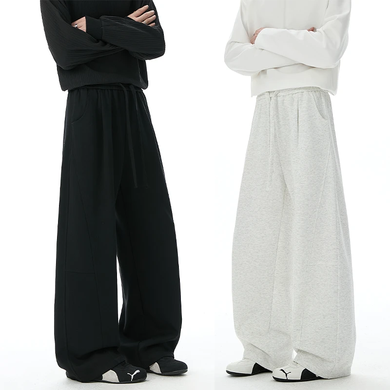 常规型宽松长裤套装美式慵懒直筒卫裤纯色秋季直筒裤宽松潮流百搭