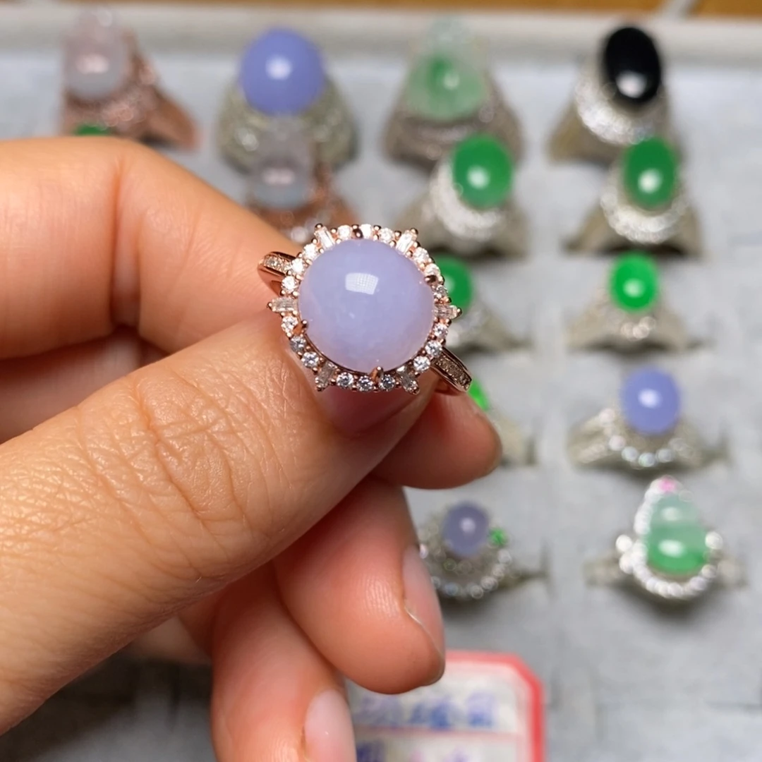 银S925镶嵌戒指翡翠戒指