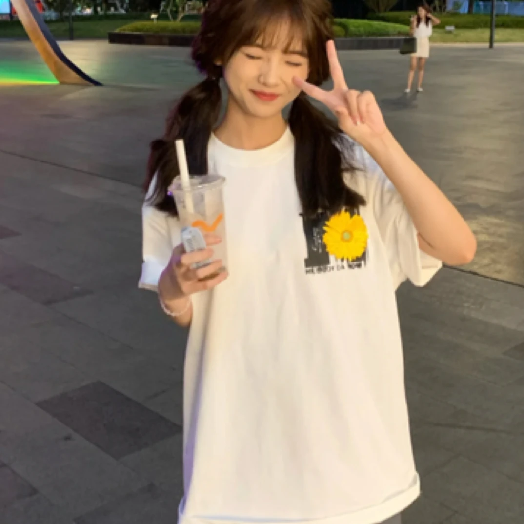 M款大logo向日葵刺绣纯棉短袖