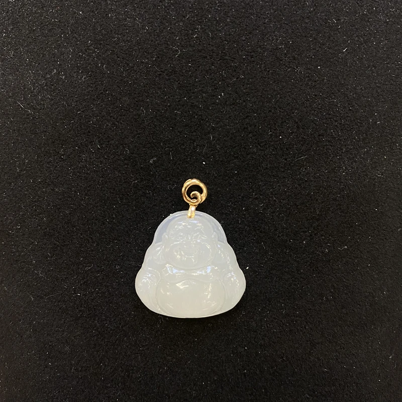 18k金镶和田玉弥勒吊坠（多样性发货）