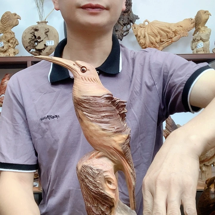 松木见*琥珀木小鸟摆件