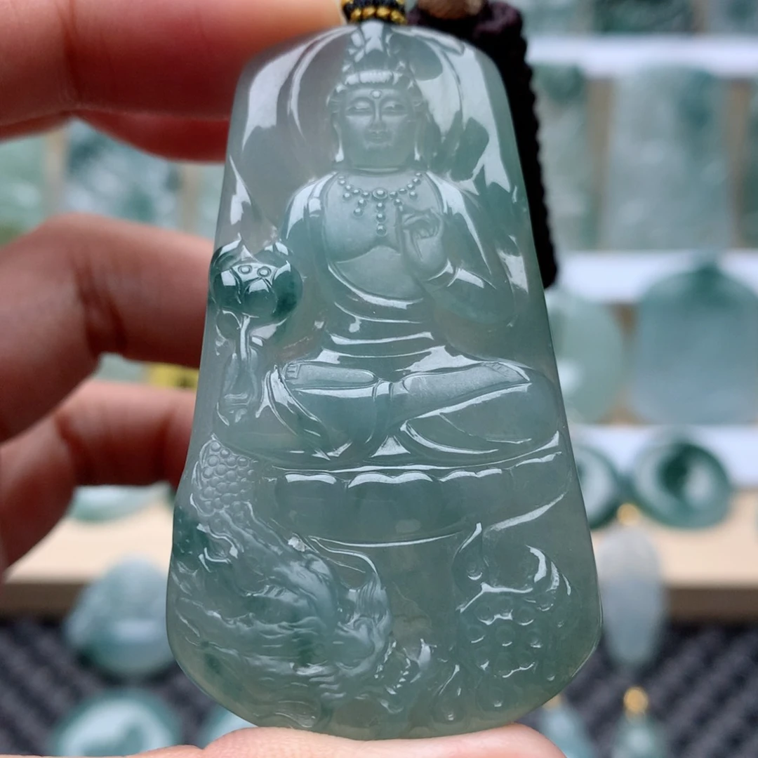 铷***初翡翠未镶嵌项链大势至