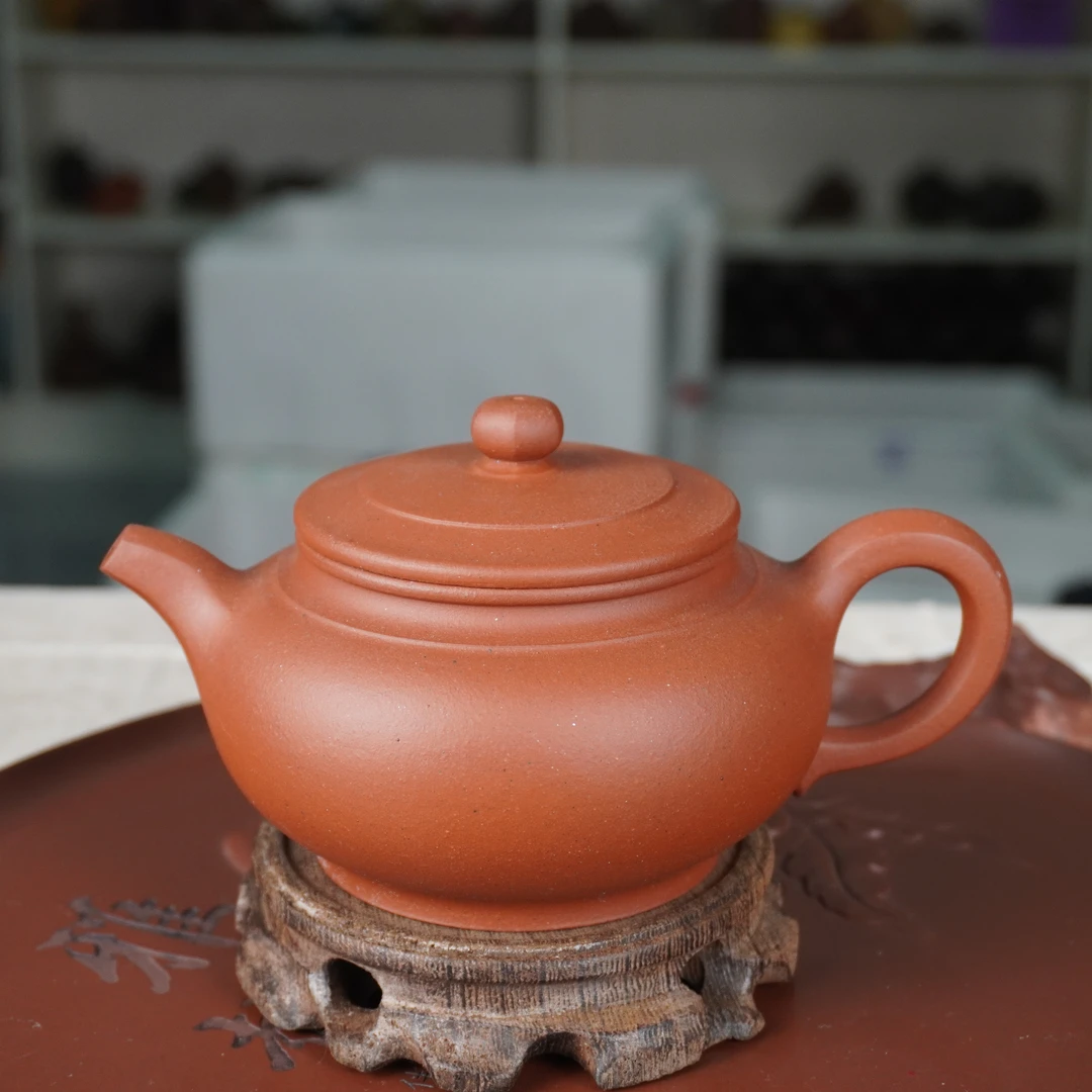 宜兴紫砂壶纯手工大红手制清水泥莲子壶笑樱壶红泥圆壶大容量