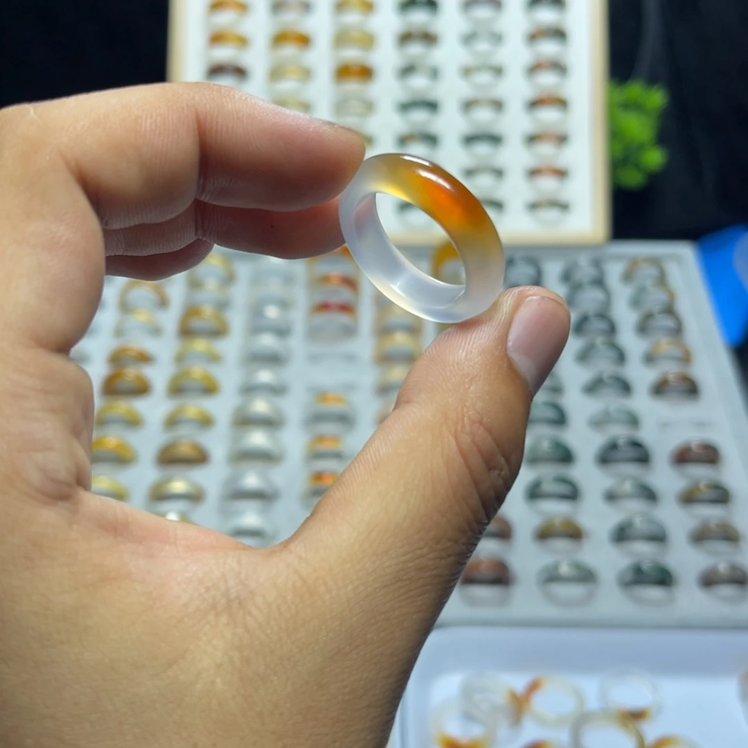 玛瑙/玉髓戒指未镶嵌沈**^