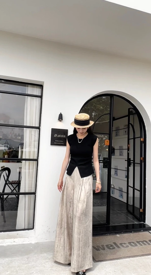 【LISA专属】2025春夏新款高级显瘦气质百搭休闲裤子8755