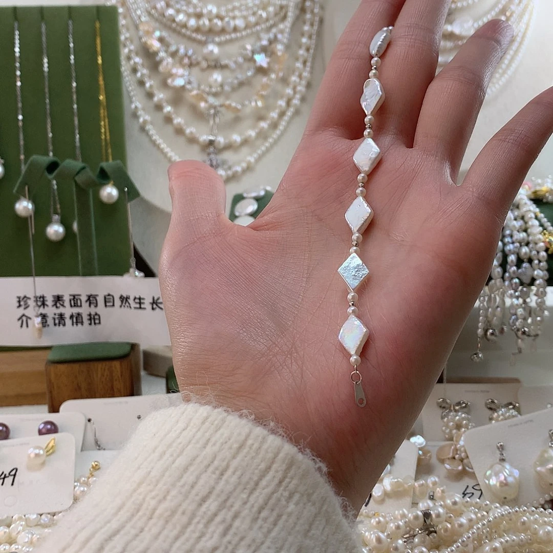 淡水珍珠银S925镶嵌手绳