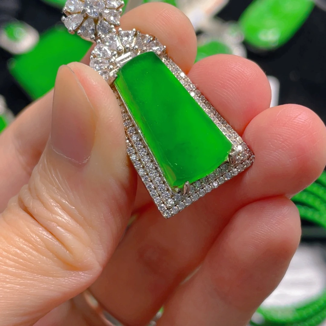 吊坠(不含链)银S925镶嵌翡翠