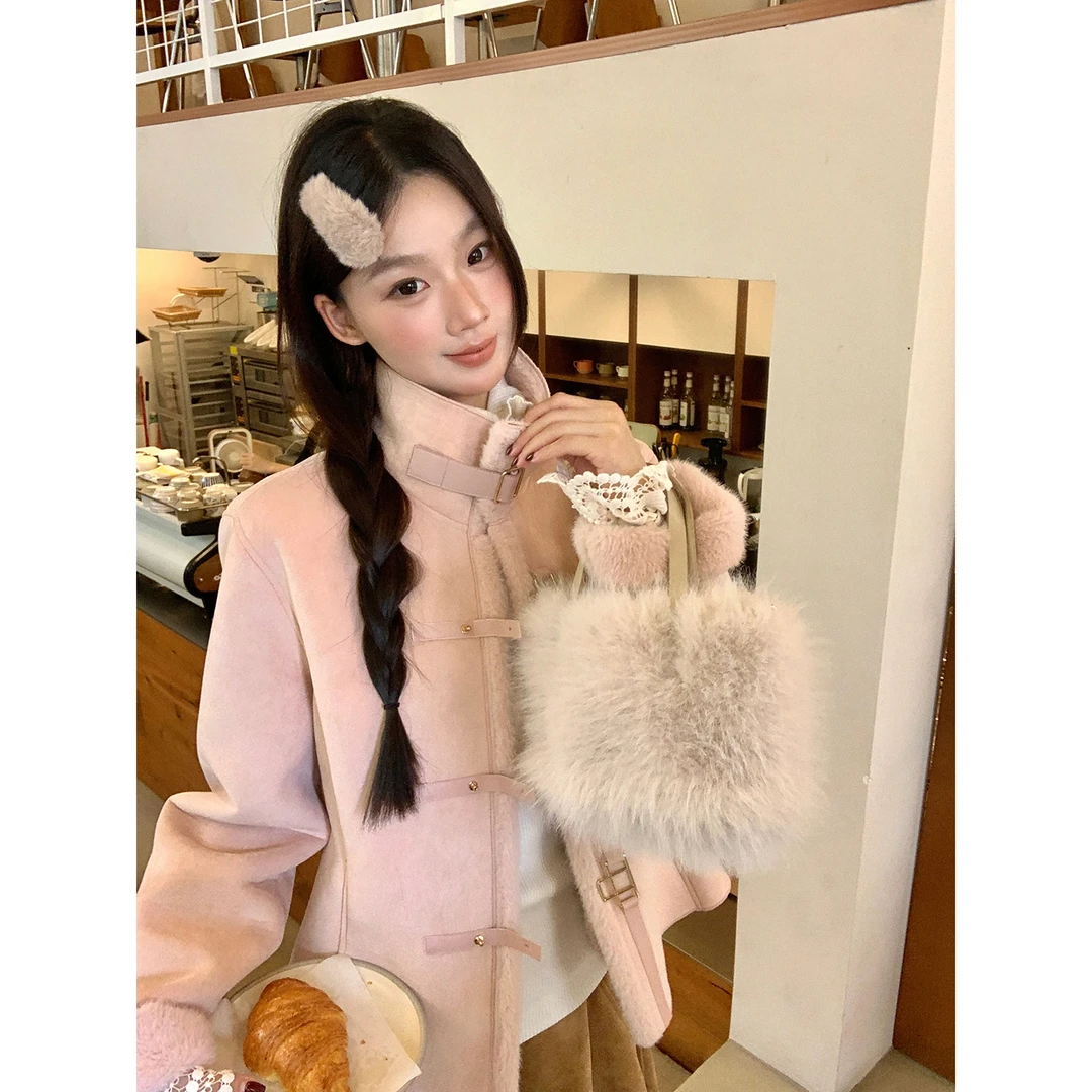 【七七清仓】韩系气质温柔韩版毛绒收腰显瘦短外套254A3814