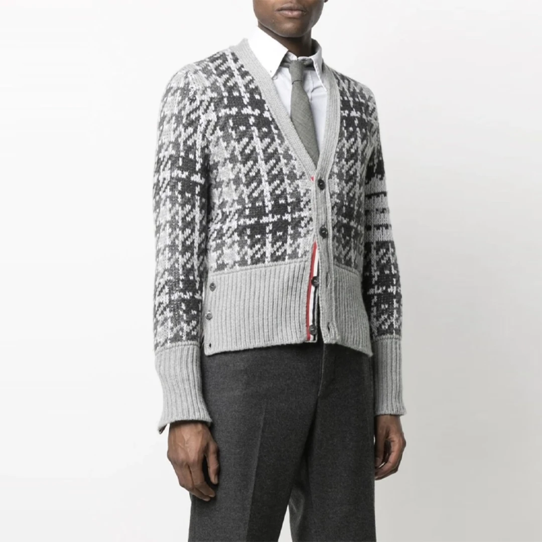 99新 THOMBROWNE 8547/灰色单排扣针织羊绒衫开衫/4码/98新